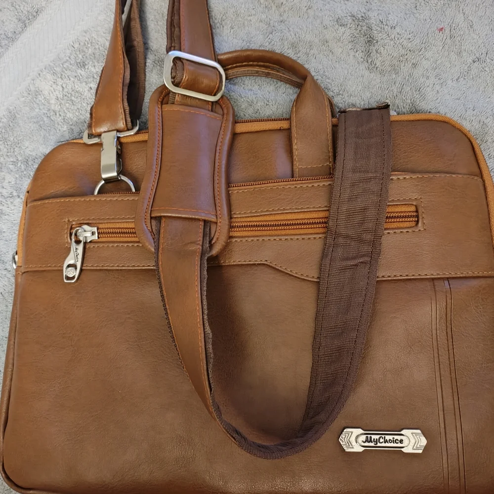 MyChoice Cognac Brown Mens Crossbody Bag For Laptop /Tablet Handle And Strap